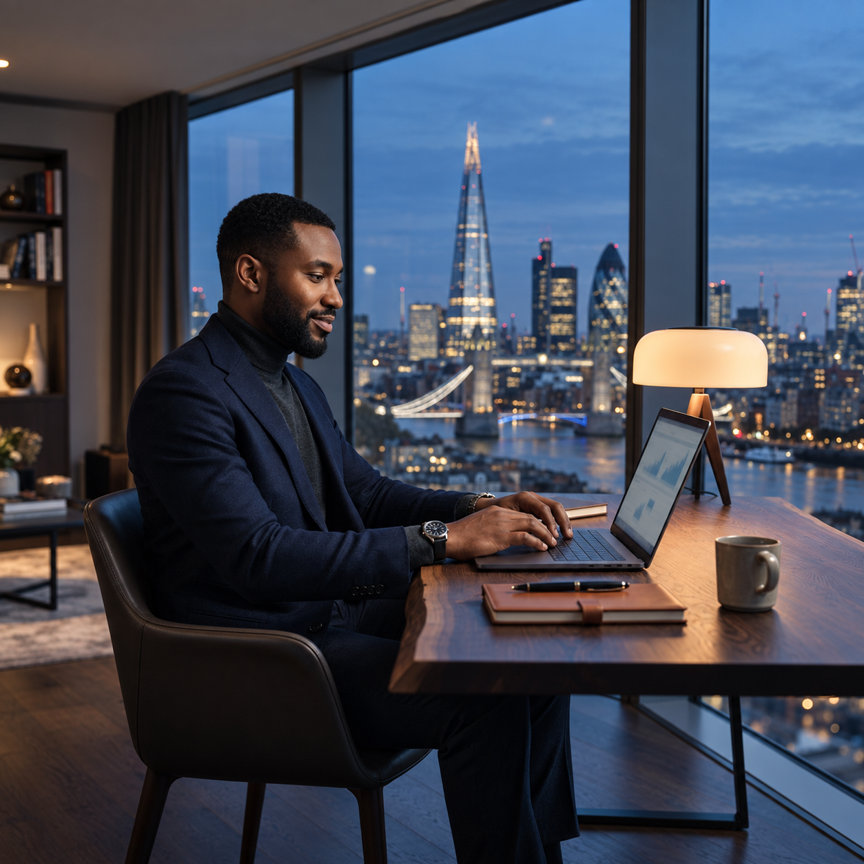 A Nigerian professional working abroad, staying connected to home
